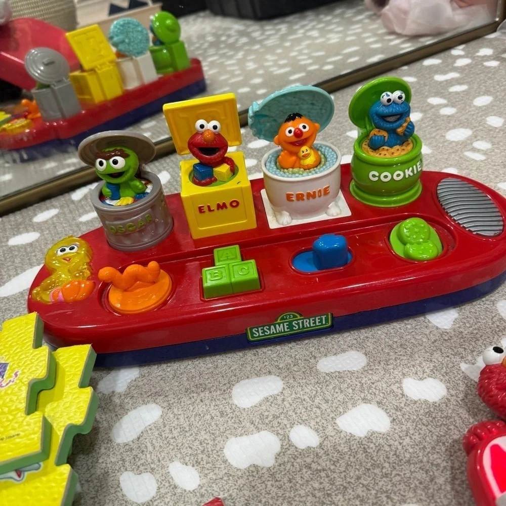 BUNDLE lot Vintage Elmo Sesame Street toys musical puzzle abcs toddler colors